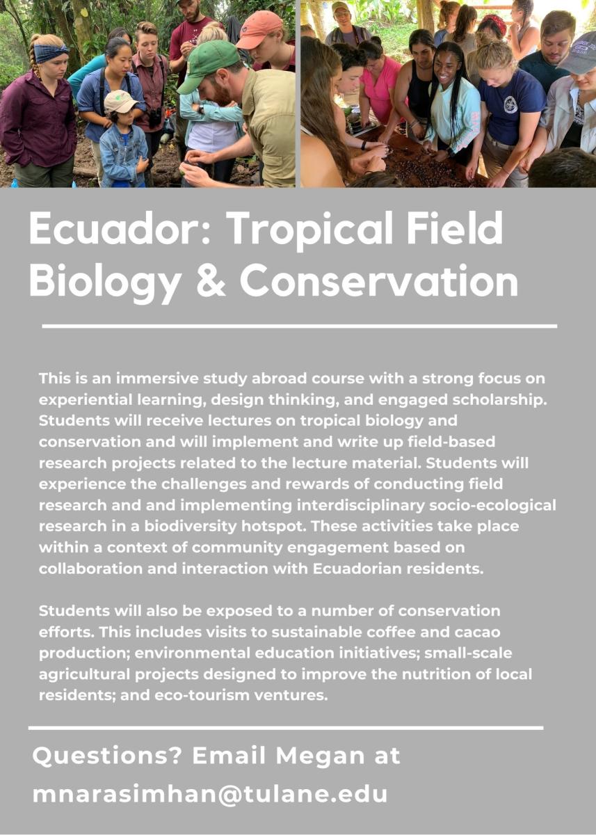 Tropical Field Biology & Conservation in Ecuador tulane